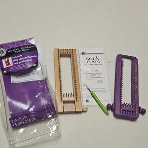 Purple and Wood Sock Loom Set